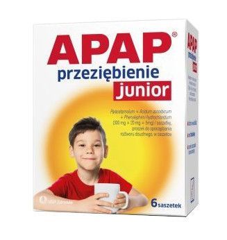 APAP​​ Przeziębienie Junior, 6 saszetek (data ważności: 31.05.2023)