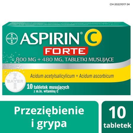 ASPIRIN C FORTE na ból i przeziębienie, 10 tabletek musujących