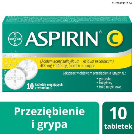 ASPIRIN C leczenie objawów grypy i przeziębienia, 10 tabletek musujących