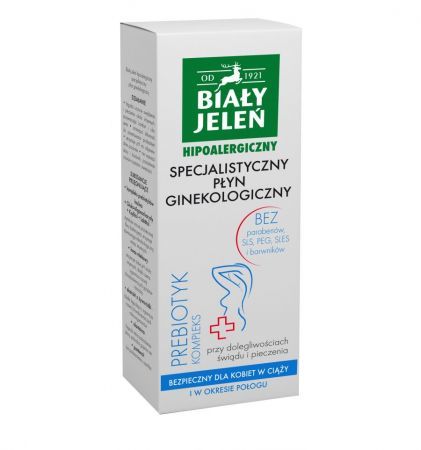 BIAŁY JELEŃ Specjalistyczny płyn ginekologiczny z kompleksem Prebiotyk, 265 ml