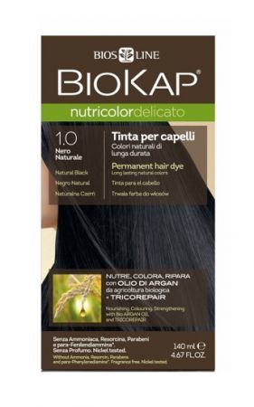 Biokap Nutricolor Delicato Farba do włosów 1.0 Naturalna Czerń, 140 ml