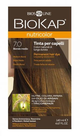 Biokap Nutricolor Delicato Farba do włosów 7.0 Średni Naturalny Blond, 140 ml