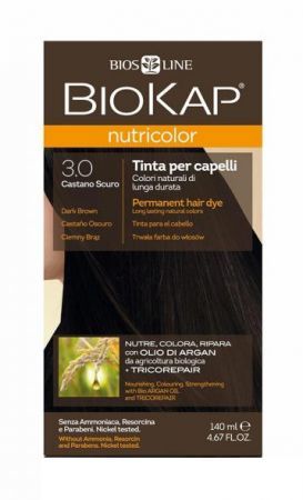 Biokap Nutricolor Farba do włosów 3.0 Ciemny Brąz, 140 ml
