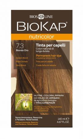 Biokap Nutricolor Farba do włosów 7.3 Złoty Blond, 140 ml