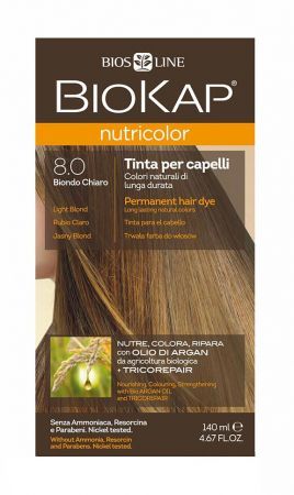 Biokap Nutricolor Farba do włosów 8.0 Jasny Blond, 140 ml