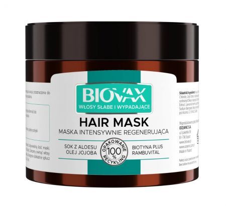 BIOVAX Intensywnie Regenerująca Maska do włosów słabych i wypadających, 250 ml