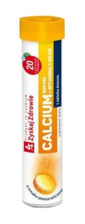 Calcium 300 mg + Witamina C o smaku pomarańczowym, 20 tabletek musujących