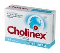 Cholinex Bez cukru, 24 pastylki do ssania na ból gardła (data ważności: 30.04.2024)