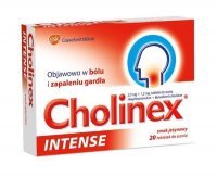 Cholinex Intense Jeżynowy, 20 pastylek do ssania na ból gardła