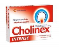 Cholinex Intense Miodowo-cytrynowy, 20 pastylek do ssania na ból gardła