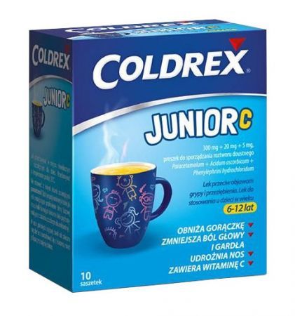 Coldrex Junior C lek łagodzący objawy przeziębienia i grypy, 10 saszetek