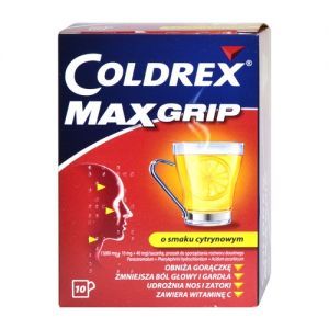 Coldrex Maxgrip o smaku cytrynowym lek na przeziębienie i grypę, 10 saszetek