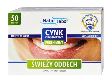 Cynk Organiczny Fresh Mint, 50 tabletek do ssania /Hasco/