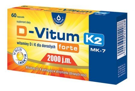 D-Vitum Forte 2000 j.m. K2 MK7, 60 kapsułek