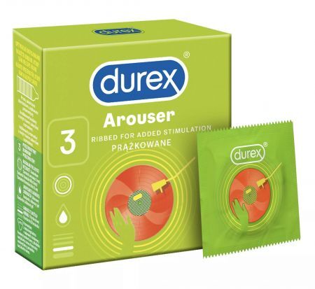 Durex Arouser Prezerwatywy prążkowane, 3 sztuki