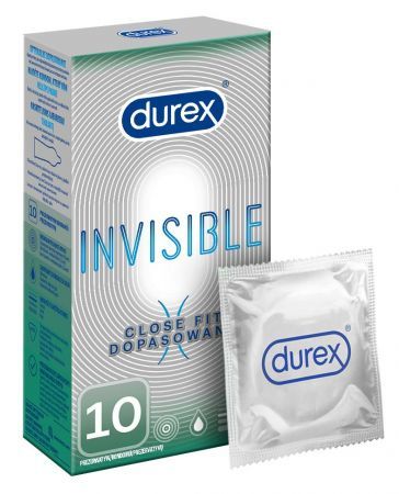 Durex Invisible Close Fit Prezerwatywy dopasowane, 10 sztuk