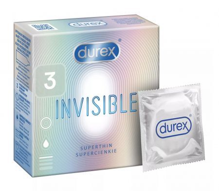 Durex Invisible Prezerwatywy supercienkie, 3 sztuki