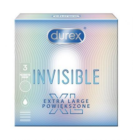 Durex Invisible XL Prezerwatywy powiększone, 3 sztuki
