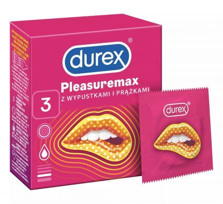 Durex Pleasuremax Prezerwatywy z wypustkami i prążkami, 3 sztuki