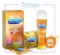 Durex RealFeel Prezerwatywy 10 sztuk + Durex Play żel intymny potęgujący doznania, 50 ml