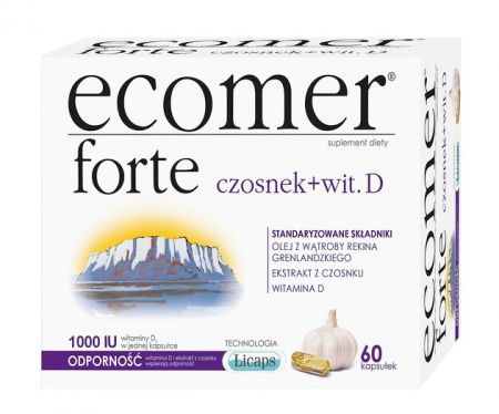 Ecomer Forte czosnek + witamina D, 60 kapsułek