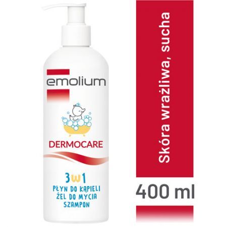 Emolium Dermocare 3 w 1 Płyn do kąpieli, żel do mycia i szampon, 400 ml