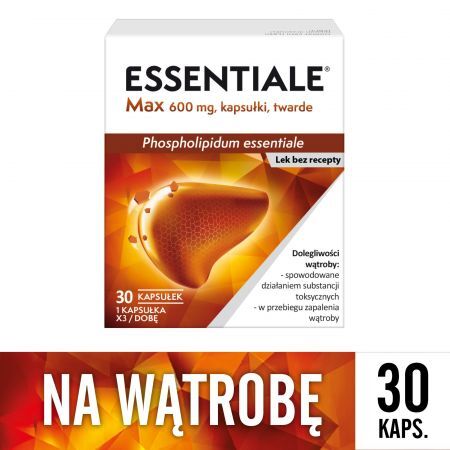 Essentiale MAX 600 mg zmniejszenie dolegliwości wątrobowych, 30 kapsułek