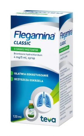 Flegamina Classic o smaku miętowym 4 mg/5 ml syrop, 120 ml