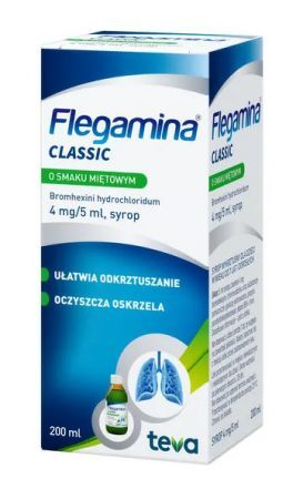 Flegamina Classic o smaku miętowym 4 mg/5 ml syrop, 200 ml