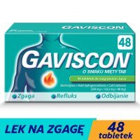 Gaviscon o smaku mięty, 48 tabletki rozgryzania i żucia o smaku miętowym