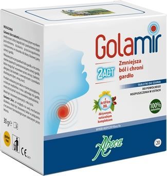 Golamir 2Act Zmniejsza ból i chroni gardło, 20 tabletek do ssania