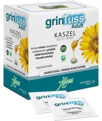 GrinTuss Adult Kaszel suchy i mokry, 20 tabletek do ssania