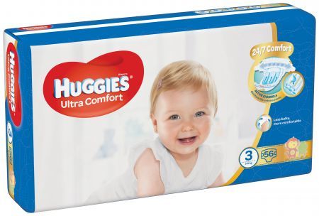 Huggies Ultra Comfort Pieluchy jednorazowe 5 - 8 kg rozmiar 3, 56 sztuk