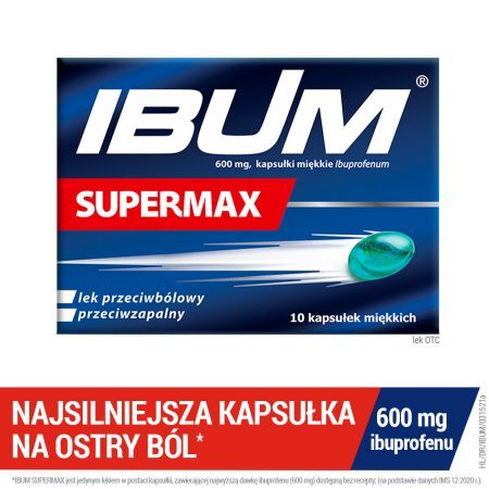 IBUM Supermax 600 mg lek przeciwbólowy, 10 kapsułek