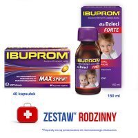 IBUPROM Max Sprint, 40 kapsułek i IBUPROM dla Dzieci Forte 200 mg/5 ml, 150 ml