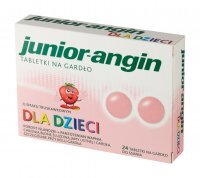 Junior-angin na gardło dla dzieci o smaku truskawkowym, 24 tabletki
