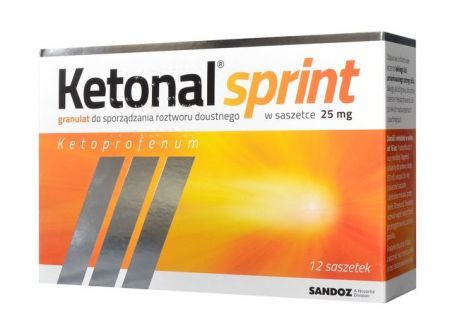 Ketonal Sprint 25 mg lek przeciwbólowy i przeciwzapalny, 12 saszetek