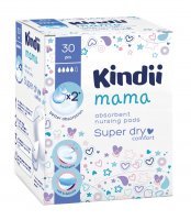 Kindii Mama Super dry Wysokochłonne wkładki laktacyjne, 30 sztuk