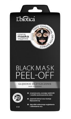 L'biotica maska węglowa Peel-off Głębokie Oczyszczenie, 8 ml