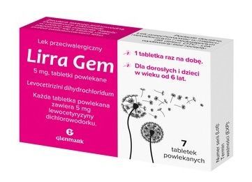 Lirra Gem 5 mg Tabletki na alergię, 7 tabletek