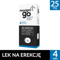 Maxigra Go 25 mg leczenie zaburzeń erekcji, 4 tabletki