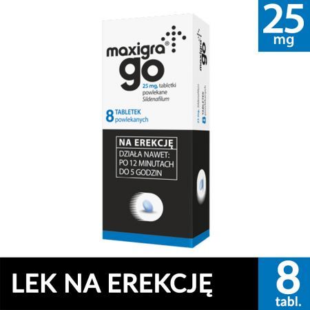Maxigra Go 25 mg leczenie zaburzeń erekcji, 8 tabletek