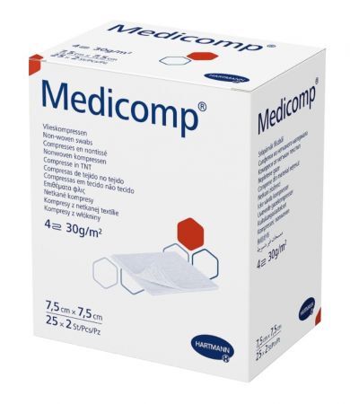 Medicomp Kompresy jałowe z włókniny 7,5 x 7,5 cm, 25 x 2 sztuk