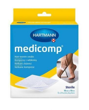 Medicomp Sterile Kompresy jałowe z włókniny 10 x 10 cm, 5 x 2 sztuk