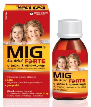 MIG Forte zawiesina lek przeciwgorączkowy o smaku truskawkowym, 100 ml
