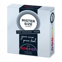 MISTER SIZE Pakiet próbny Mix prezerwatyw o rozmiarach: 60/64/69 mm, 3 sztuki