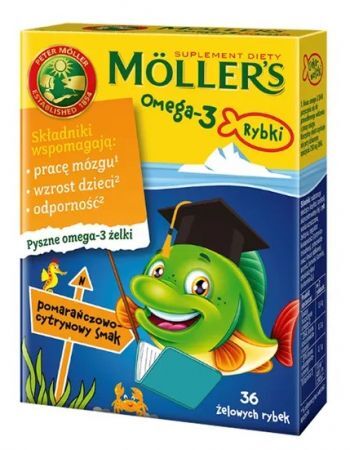 Mollers Omega-3 Rybki pomarańczowo-cytrynowe, 36 sztuk