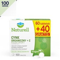 Naturell Cynk organiczny + C, 100 tabletek