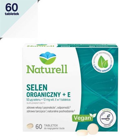 Naturell Selen organiczny +  E, 60 tabletek do żucia + próbka GRATIS