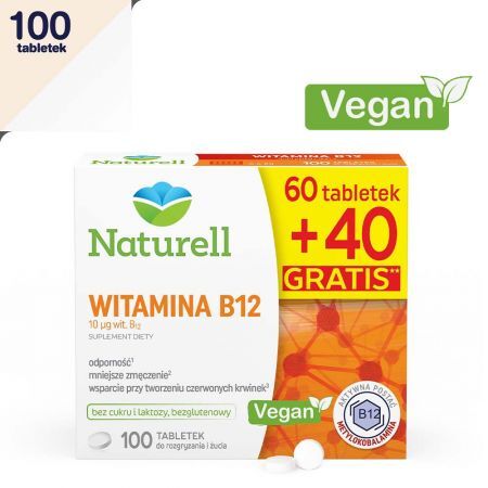 Naturell Witamina B12, 100 tabletek do żucia